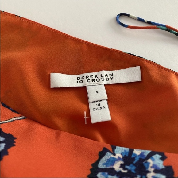 10 Crosby Derek Lam Orange Floral One-Shoulder Dress size 4 - Picture 10 of 12
